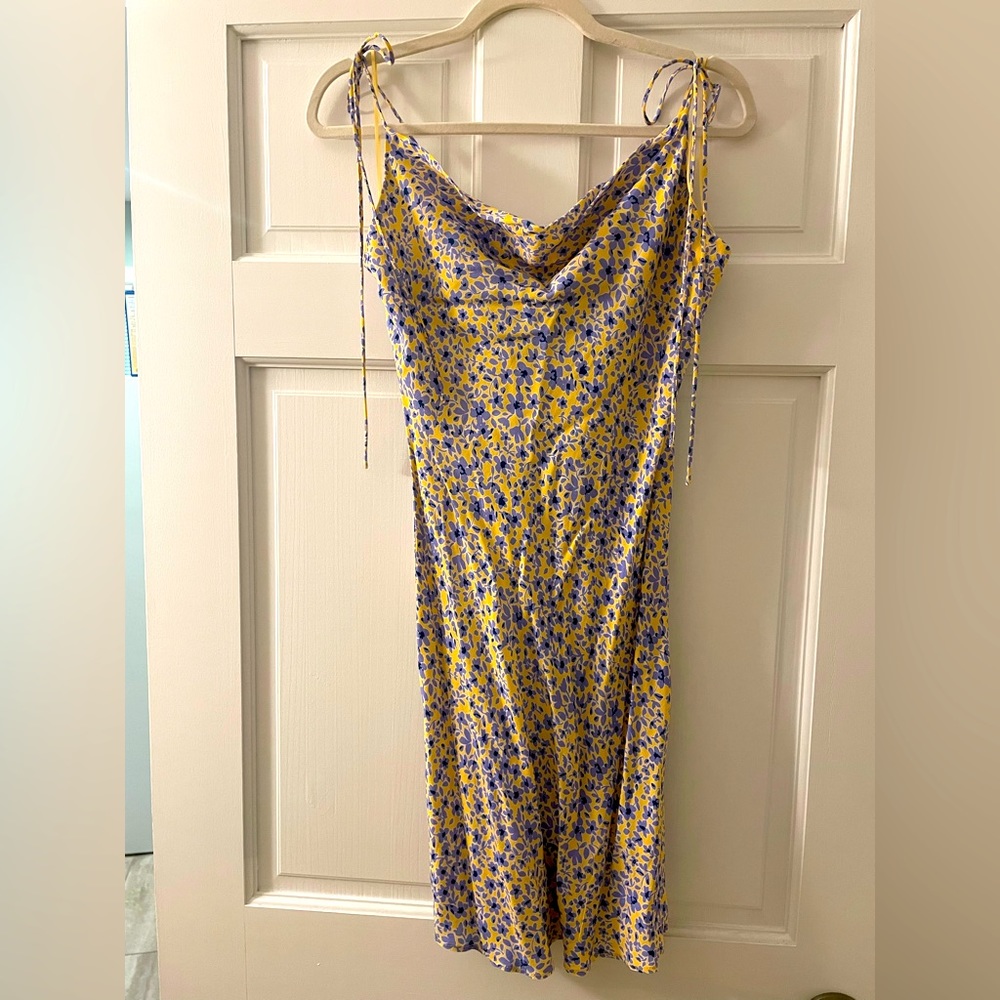 Cowl Neck Spring Floral Mini Dress